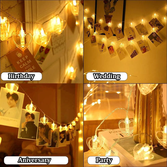 Heart-Shaped LED Fairy Lights – Warm White Romantic Decorative Lights for Home & Parties