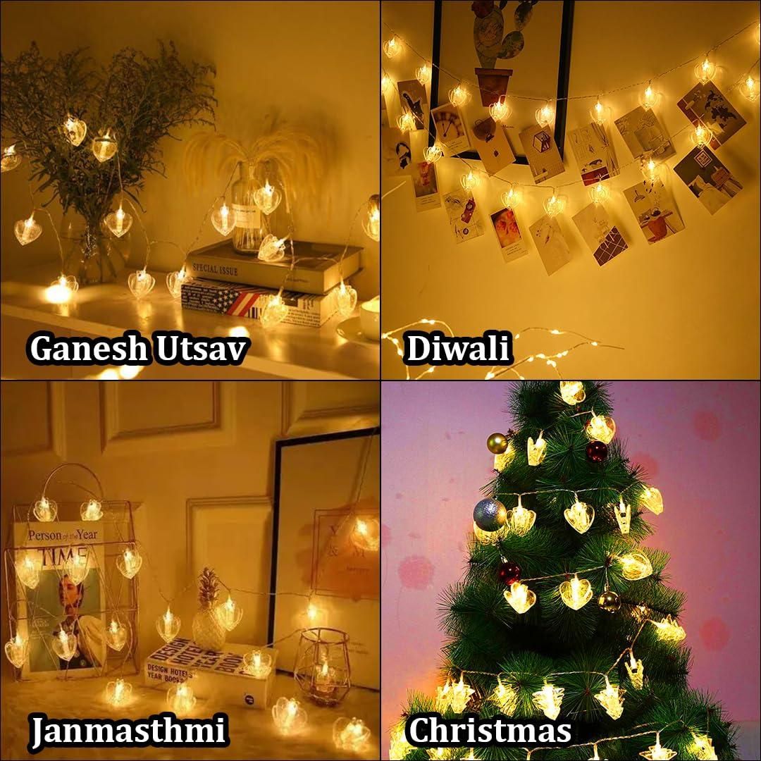 Heart-Shaped LED Fairy Lights – Warm White Romantic Decorative Lights for Home & Parties