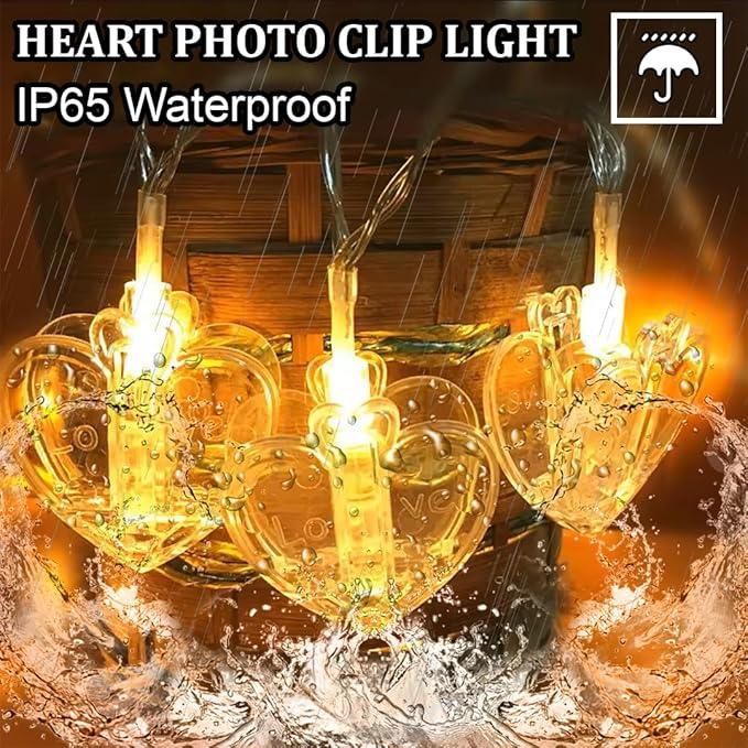 Heart-Shaped LED Fairy Lights – Warm White Romantic Decorative Lights for Home & Parties